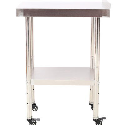 Capacité de charge de 440 lb, table de préparation en acier inoxydable de 24 x 15 35 1/2 po, dosseret, 4 tablettes réglables sous la table, table de travail robuste pour la lessive et le restaurant avec et tablette inférieure pour le rangement