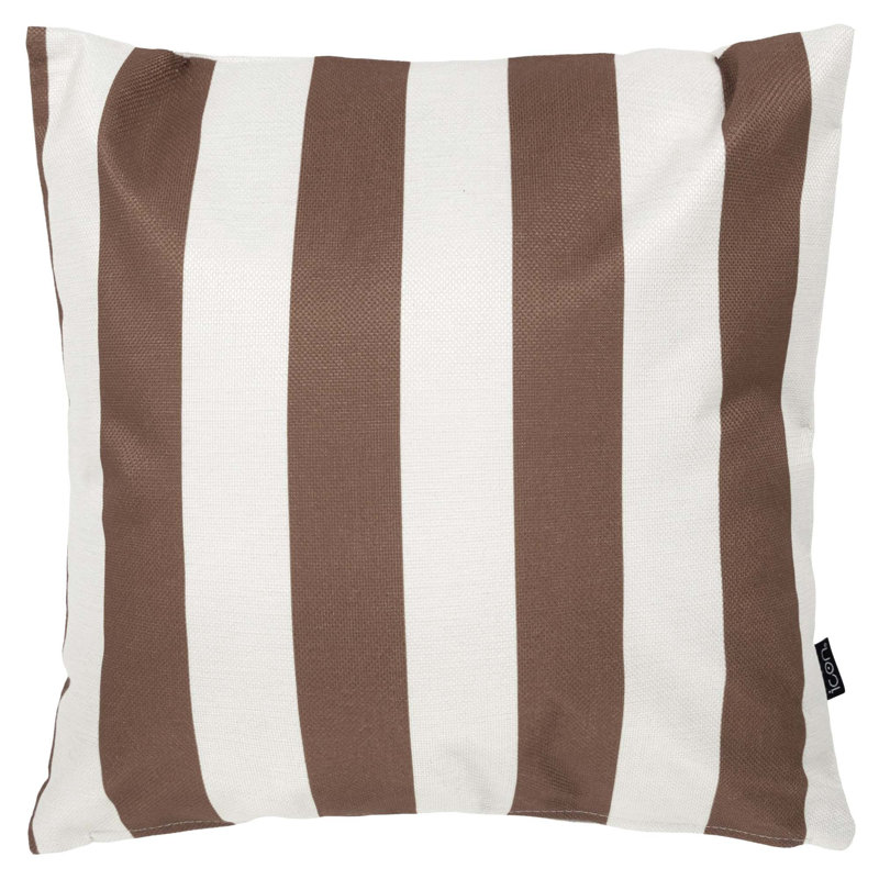 Indoor / Outdoor Square Throw Cushion, Chocolate/White Striped