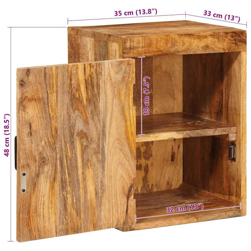 35cm W Solid Wood Bedside Table
