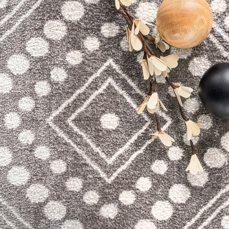 Tapis gris tissé à la machine Bonifacio, Tapis de couloir 2 pi 6 po x 8 pi