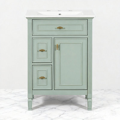 24" Freestanding Bathroom Vanity with Sink, Green