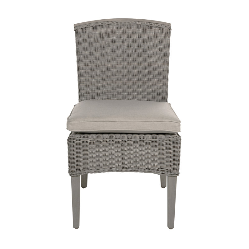 Astoria Patio Dining Side Chair with Cushions, Oyster, Dove Sunbrella® Linen, Welt