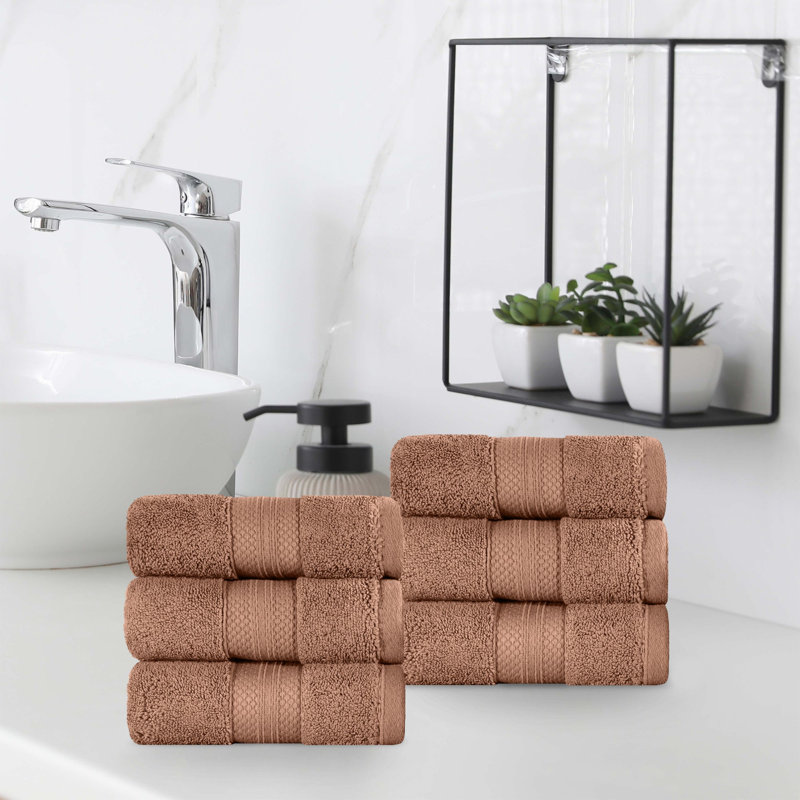 Finnian Plush Heavyweight, 100% Turkish Towel Collection, Taupe, Hand Towels - 6 Pack