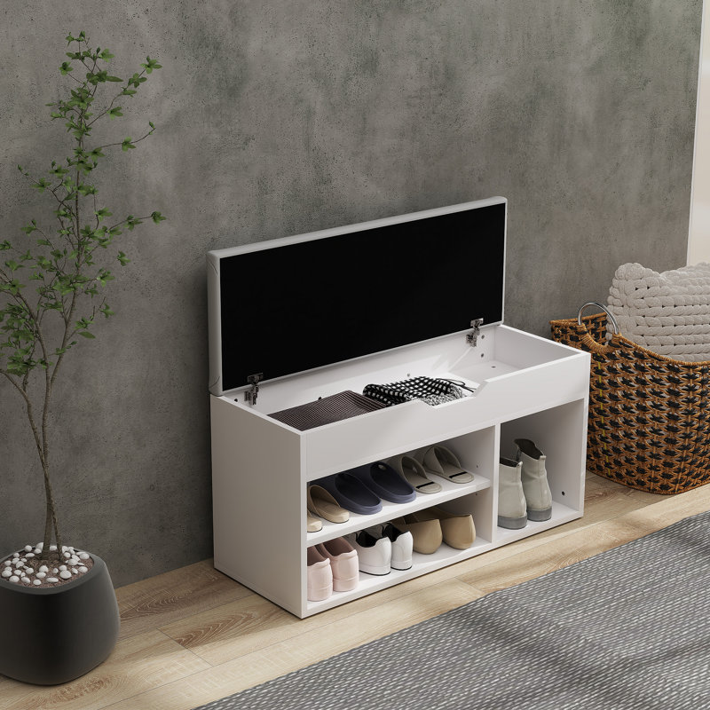 Stav 7 Pair Shoe Storage Bench, Cream