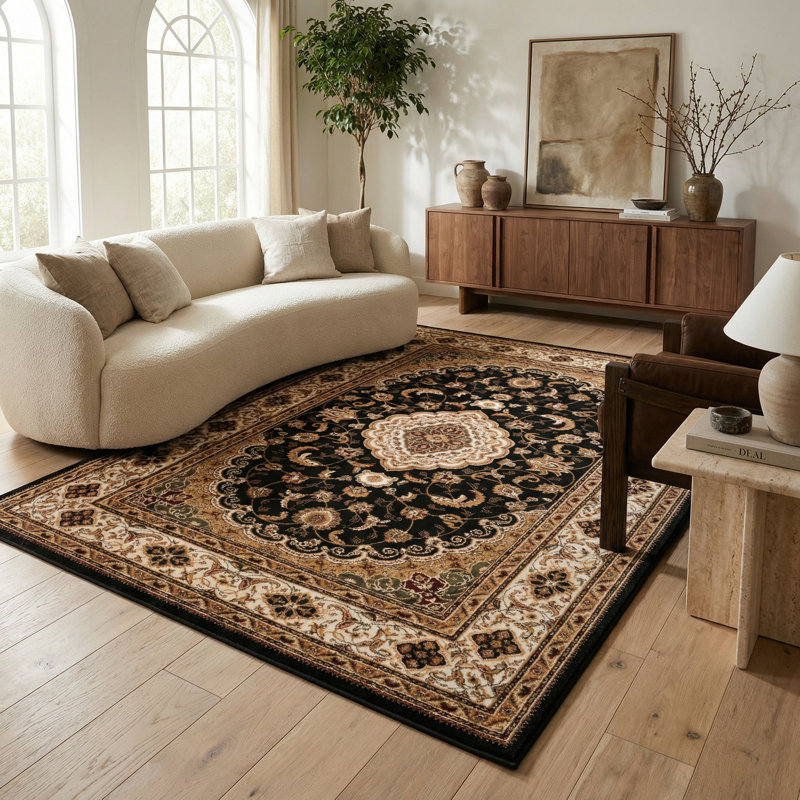 Tapis d'intérieur persan traditionnel à motif de branches Wiltraud, Rectangle 7 pi 9 po x 10 pi 7 po
