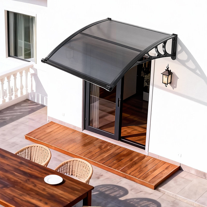 Awnings for Door Entrance, 38 x 40 in, Exterior Front Door Window Awnings with Drainage & ABS Bracket, Rain Snow Sun Protection, Overhang Polycarbonate Door Canopy for Porch Patio, Smoky Gray