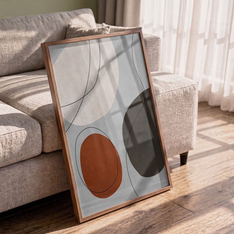 Organic Abstract Shapes Print by Other Artist, 12 × 18, Brown, Framed Print
