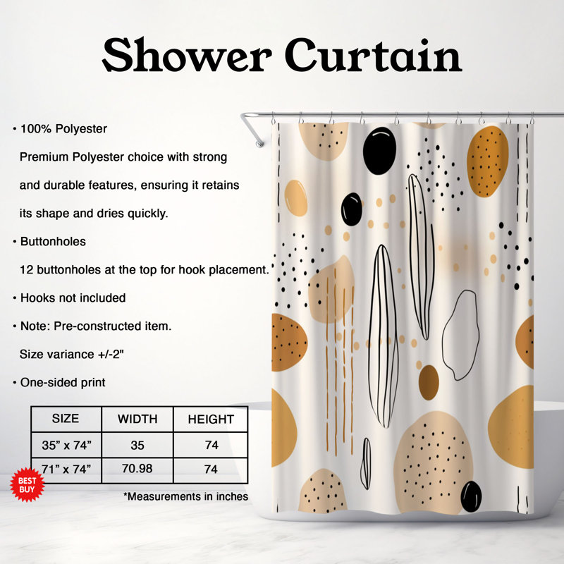 Rideau de douche Tranquil Boho - Premium 42, H 74 po x l 71 po