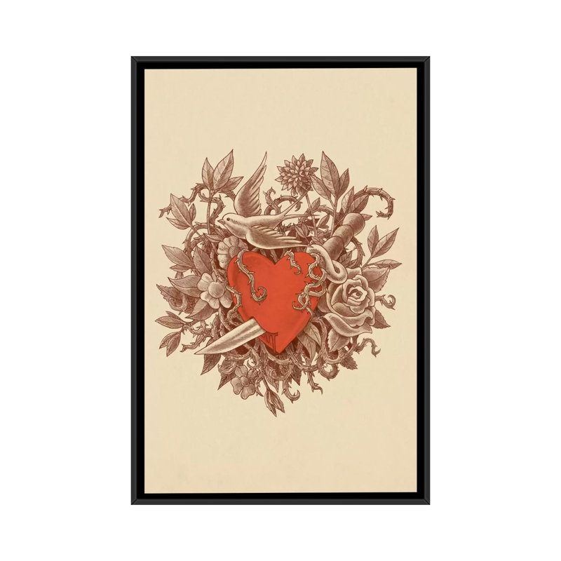 «Heart of Thorns Portrait» par Terry Fan, impression sur toile tendue, H 48 po x l 32 po x P 1,5 po, Toile avec cadre noir