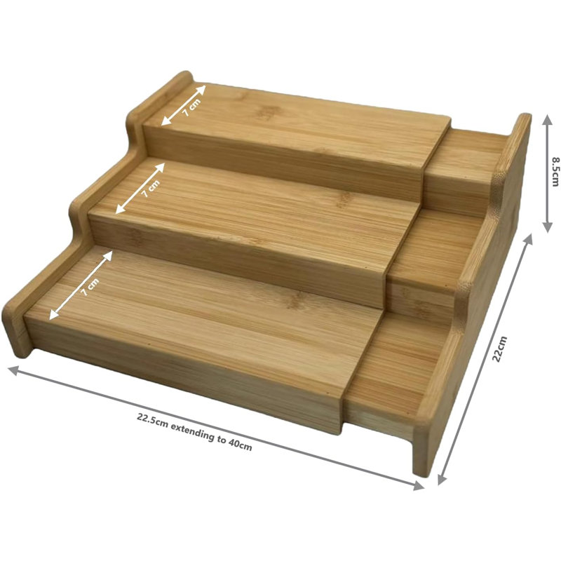 Freestanding Bamboo Spice Rack with Adjustable Racks