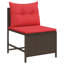 Ensemble de canapé de jardin vidaXL avec coussin 6 pièces en rotin de polyester brun et rouge-1915852080-1915852081