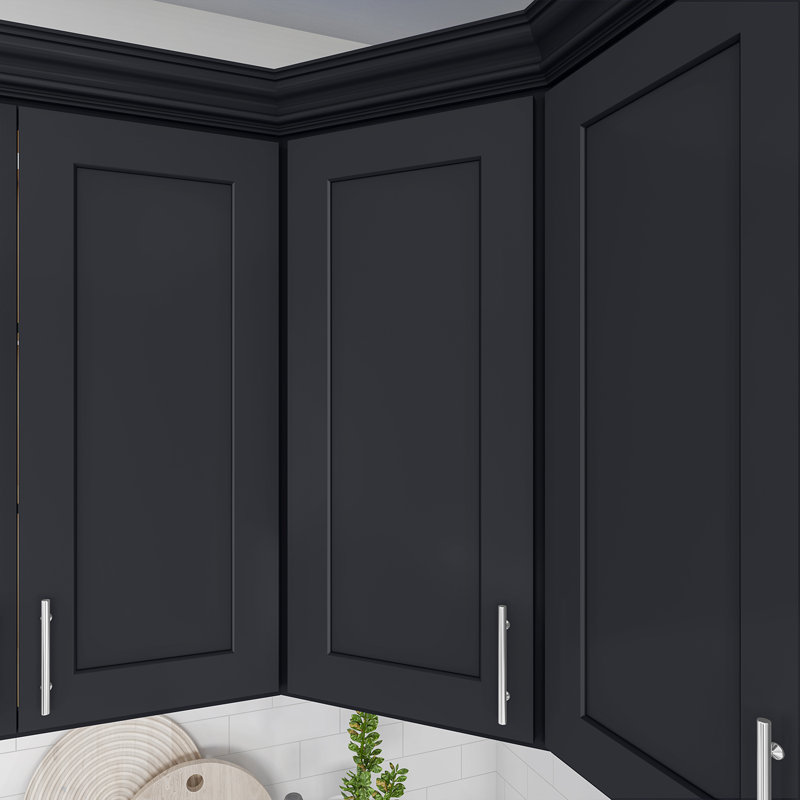 Armoire murale diagonale, 24" W x 36" H x 12" D, Noir Shaker