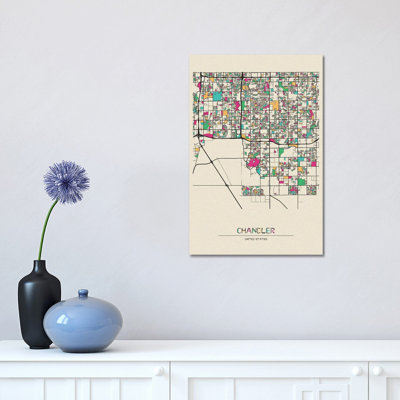 Chandler, Arizona Map by Ayse Deniz Akerman - Wrapped Canvas Gallery-Wrapped Canvas Giclée