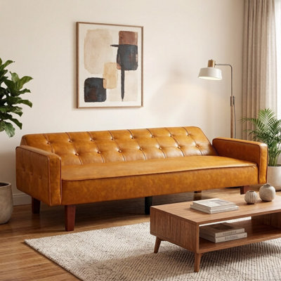 74.4" PU Convertible Futons Sofa Bed For Living Room