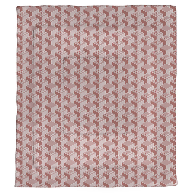 Édredon simple réversible en microfibre à motif de gratte-ciels à deux couleurs, Édredon très grand, Géométrique rouge