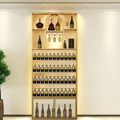 Vintage Floor Wine Rack 50 Bottle Standard Wine Bottle & Glass Rack by L Wall-hanging Wine Rhythm