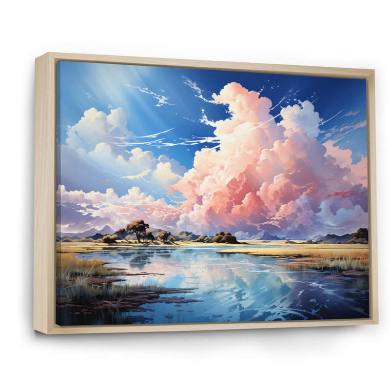 Ciel infini ciel azur II - imprimé, Cadre naturel flottant, H 24 po x l 32 po x P 1 po