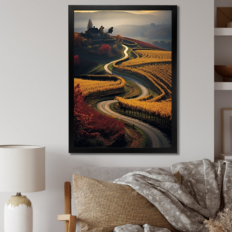 «Scenic Enchanting Vineyard II», impressions sur toile, Cadre photo noir, H 20 po x l 12 po x P 1 po
