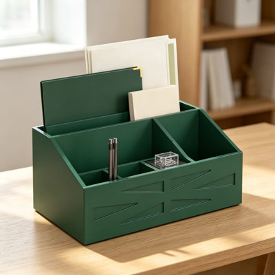 Wood Mail Organizer Countertop, Farmhouse Desk and Kitchen Storage, Letter Sorter for Bills and Papers, Desktop File Holder