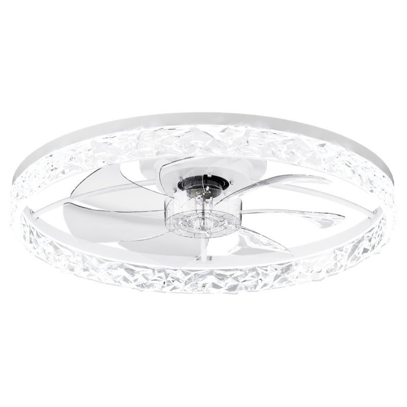 Ventilateurs de plafond blancs à profil bas de 23,6 po avec lumières et télécommande pour chambre à coucher, White, L 23,6 po