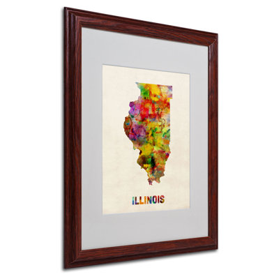 "illinois map" par michael thompsett, impression encadrée