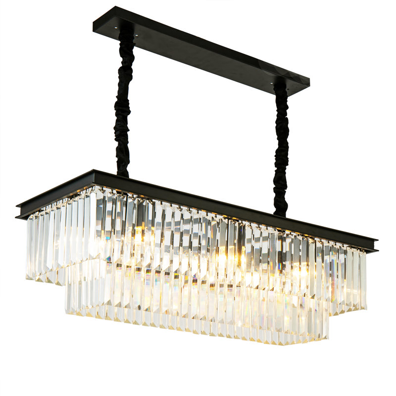 Geboe 6 - Light Crystal and Iron Dimmable Kitchen Island Square / Rectangle Chandelier