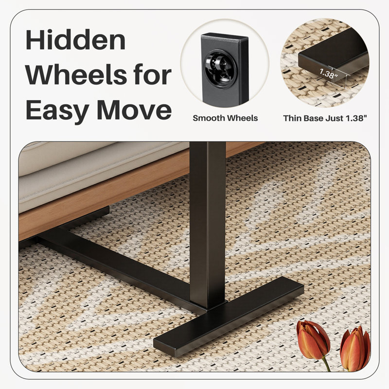 Adjustable Table with Wheels, Black