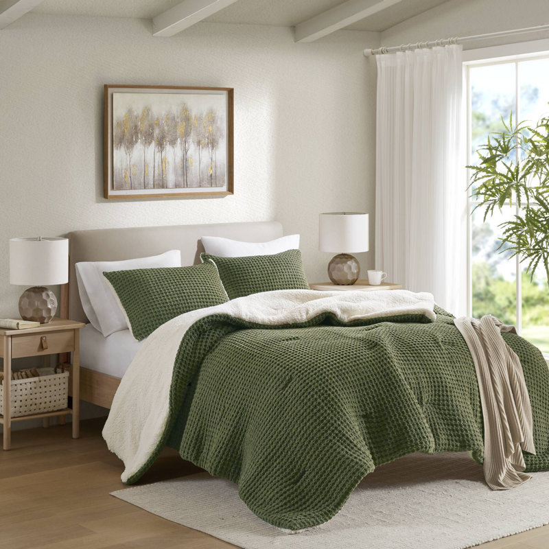 Ensembles de literie pour lit simple en chenille douillette, style olive gaufré pour la maison