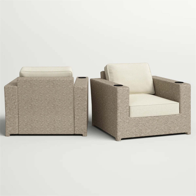 Chaises longues d'extérieur avec coussins entièrement assemblées, ensemble de 2