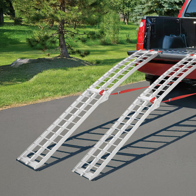 Rampes de voiture en aluminium (paquet de 2) - capacité de 1500 lb robuste, conception pliable de 89 po x 12 po, épaisseur de 2 po, rampes de véhicule argentées de grande capacité