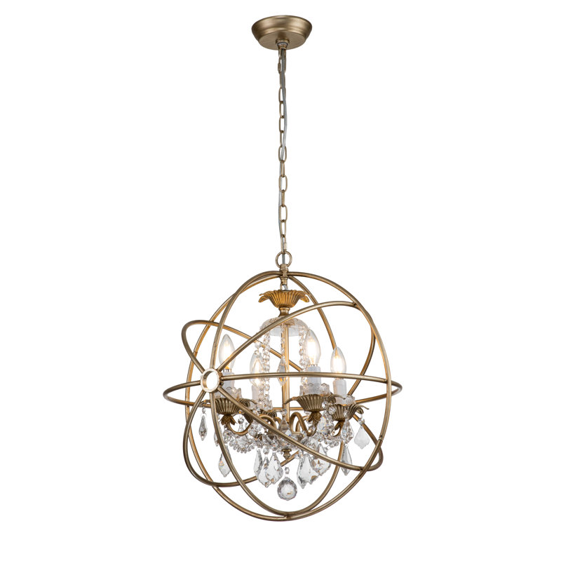 Lustre suspendu 4 lumières Eudora, Champagne or