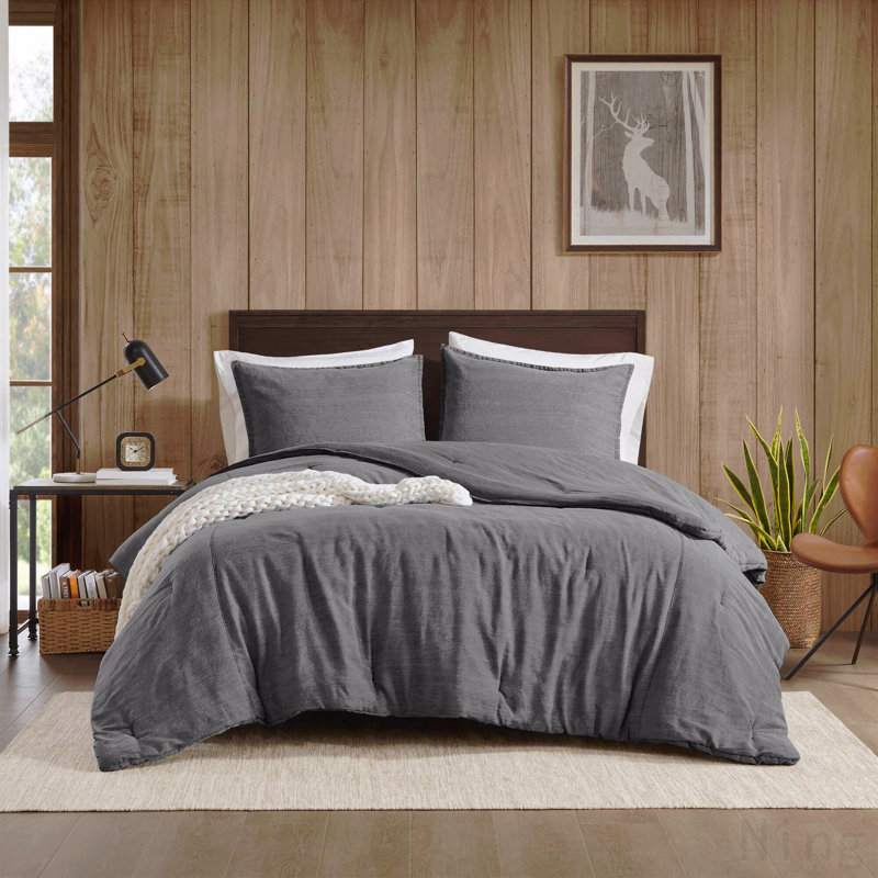 Ensemble d'édredon sergé 3PCS, Édredon double / grand + 3 pièces supplémentair, Black