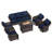 7-Person Outdoor Patio Conversation Rattan Seating Group With  2-In-1 Propane Fire Pit Table and Blue Cushions-1335551331