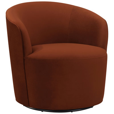 Chaise ronde pivotante orange brûlé avec siège confortable pour la détente dans le salon