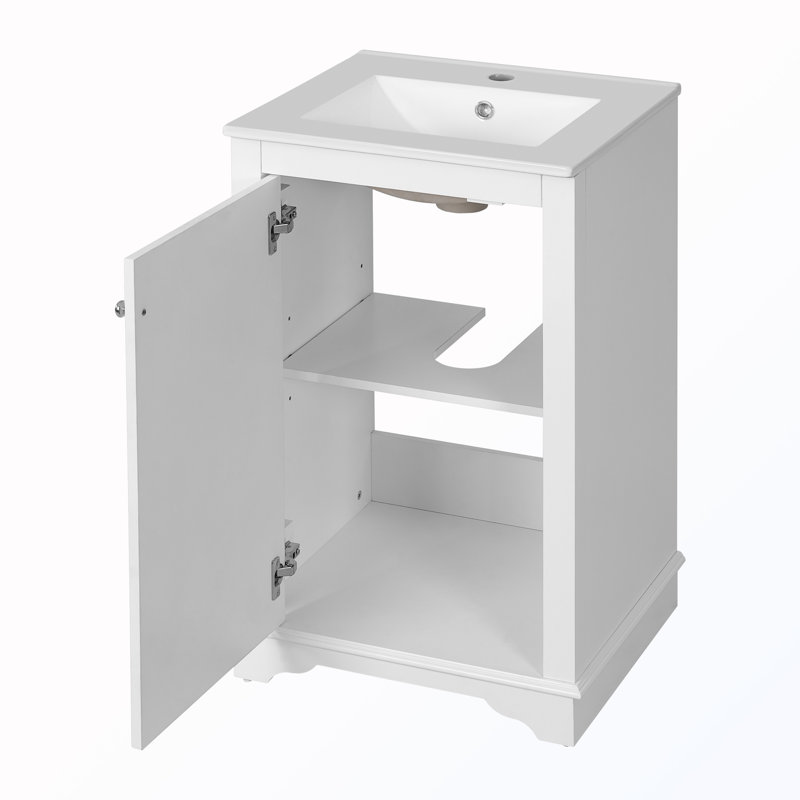 Meuble-lavabo avec lavabo et tablette réglable, Blanc