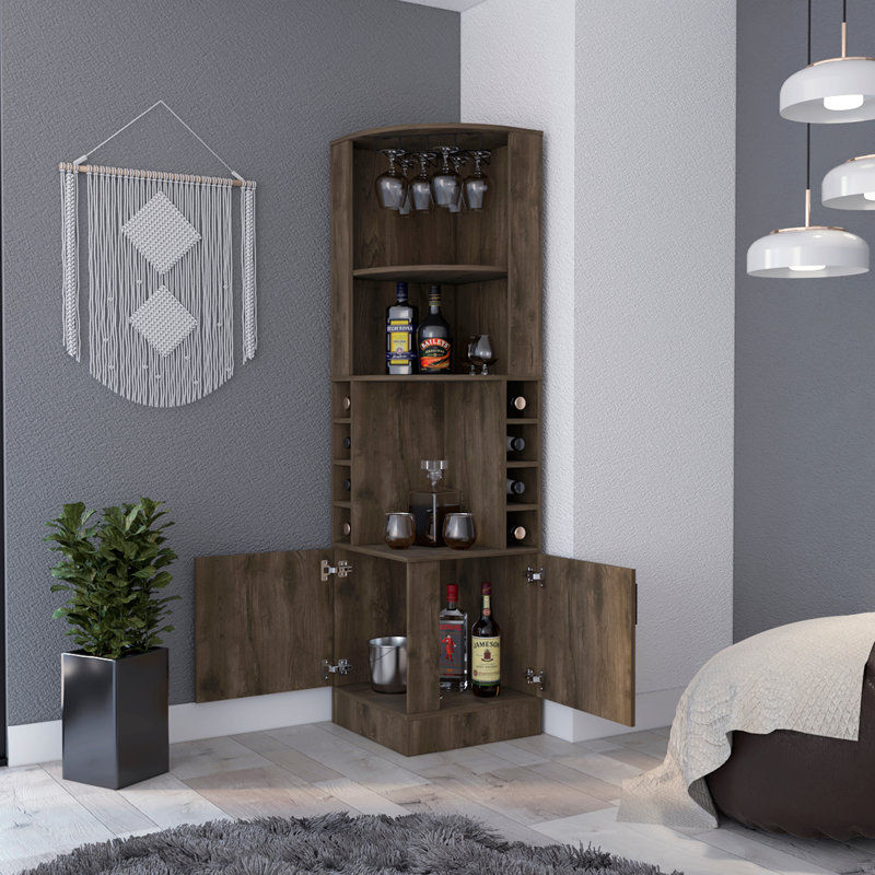 Armoire de bar 8 tablettes à 8 bouteilles, Brun