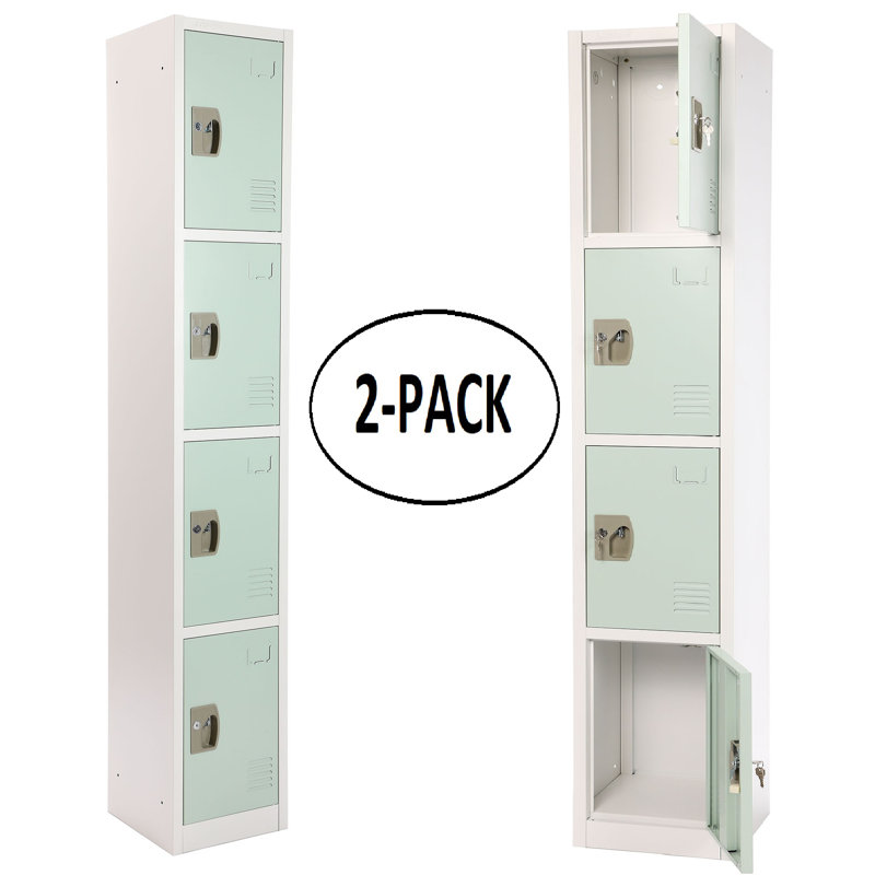 Casier à clés en acier à 4 portes 72 po x 12 po x 12 po à 4 niveaux - rangement pour employés, étudiants, salle de sport, lieu de travail - Comprend des crochets, une ventilation et un porte-carte - Assemblage facile