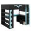 Lit mezzanine pleine échelle Pro-Gamer avec bureau intégré, configuration à DEL RVB, prise de courant, grande bibliothèque, panneau perforé, plateau à clavier et tiroir-717620944