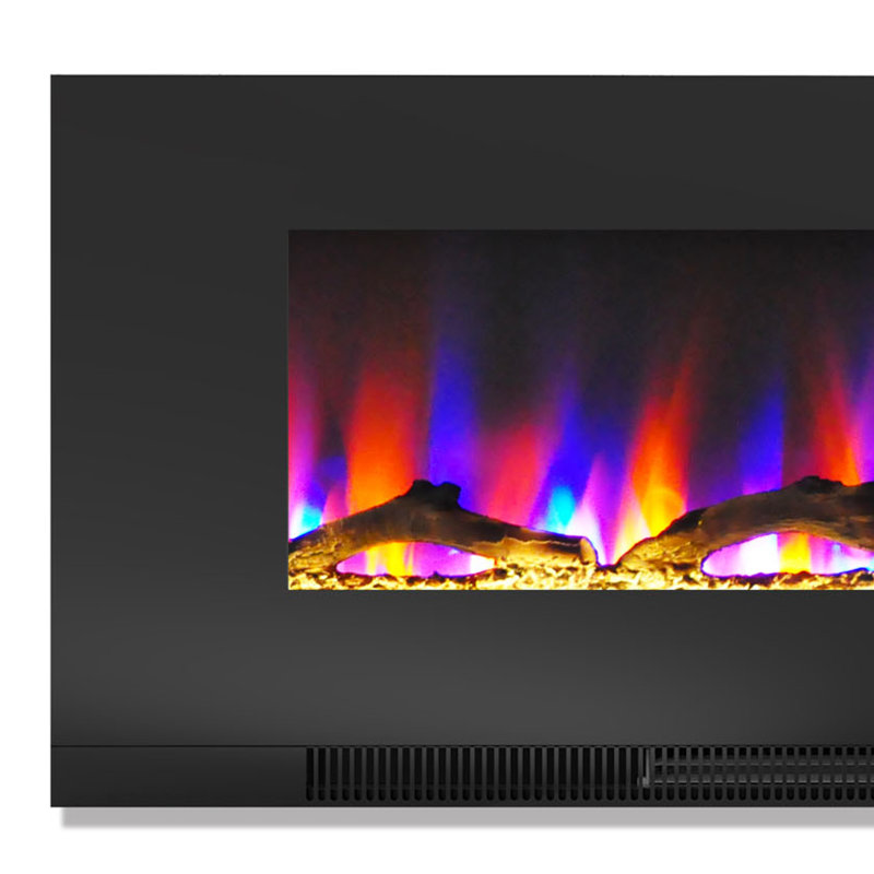 Cambridge Wall Mount Electric Fireplace Heater with Remote Control for Indoor Use in Living Room, Bedroom, Home Office, Black