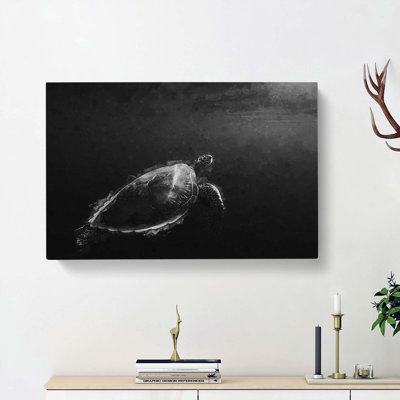 Sea Turtle In Abstract - Wrapped Canvas