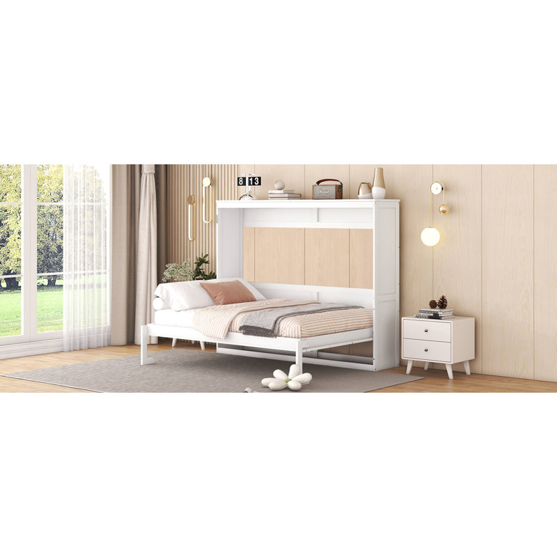 Lit escamotable double pleine grandeur, blanc