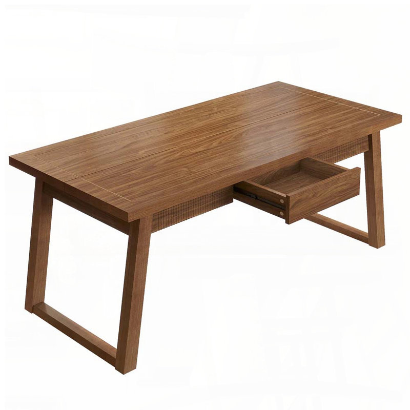 Table de salle à manger rectangulaire avec tiroir et pieds en bois massif - 55 po x 27,6 po, sièges 4-6