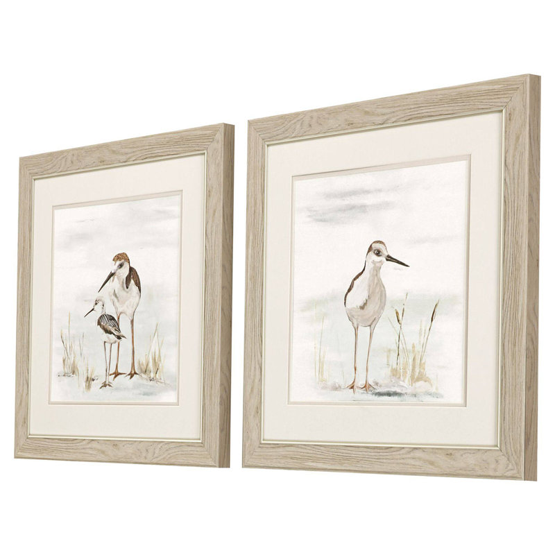«Stilt Birds On Blue», reproduction encadrée de 2 pièces