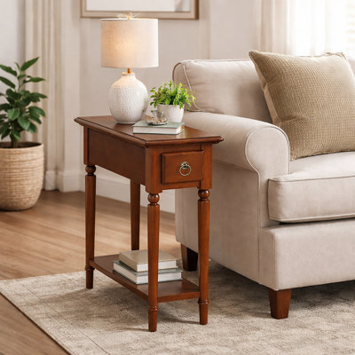 Coastal Solid Wood Narrow Side Table