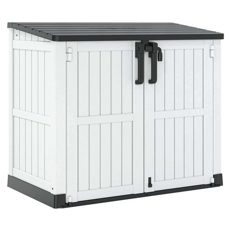 51.1''W Outdoor Resin Horizontal Storage Shed-280 Gallon, White/Black