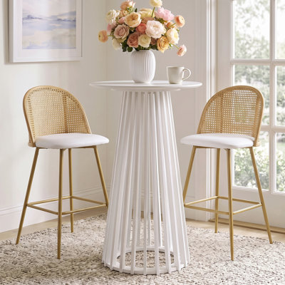 43.5’’ H Modern Round Bar Table, Solid Wood Base Bar Table For Dining Room