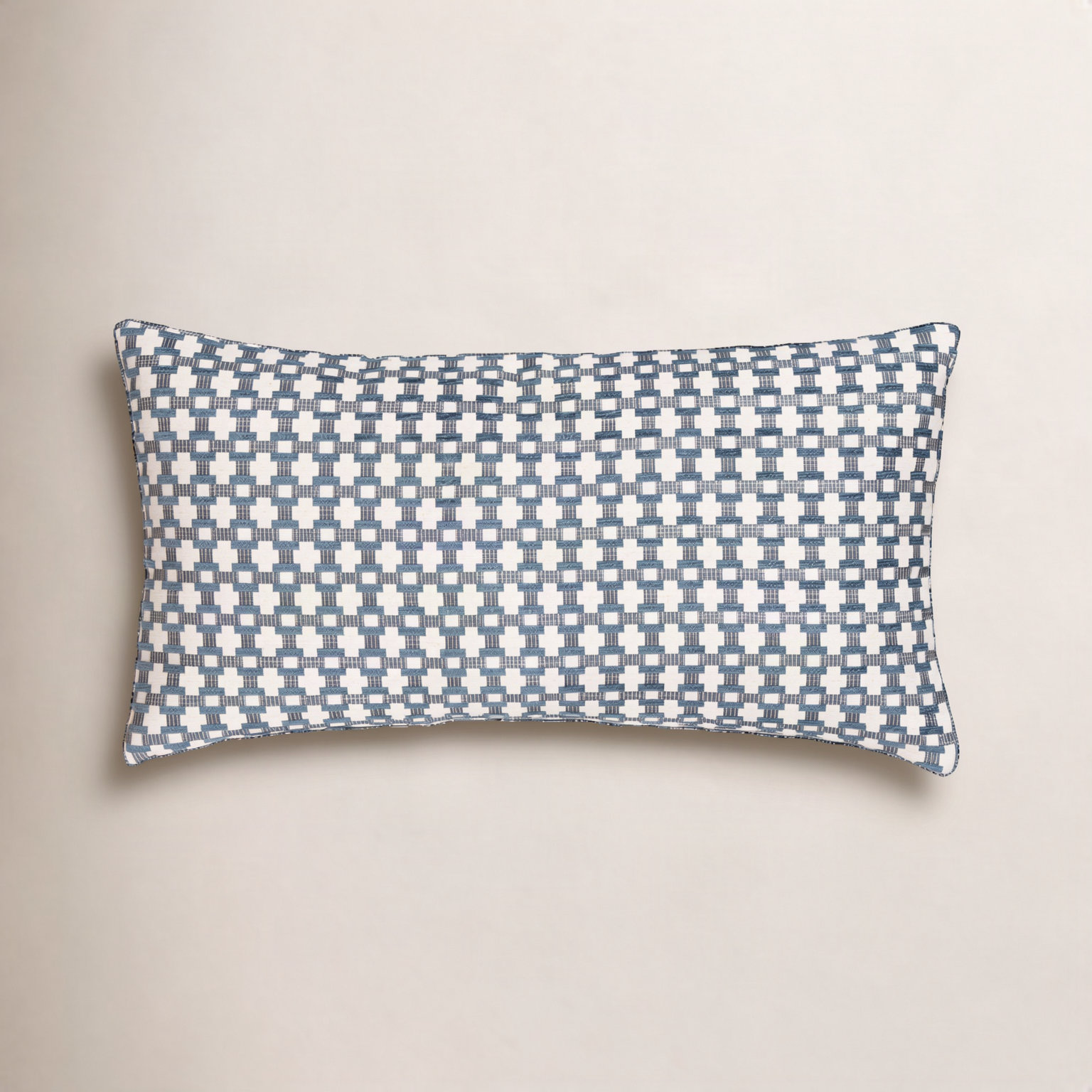 26" x 14" Throw Pillow, Blue Geometric, Feather