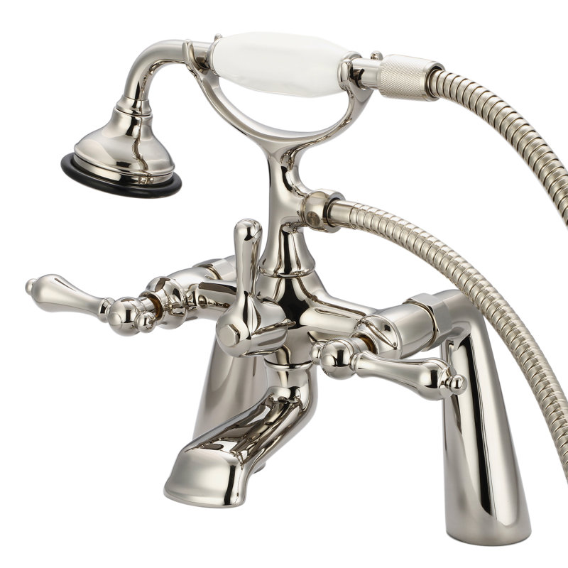 Stonington 3 Handle Deck Clawfoot Tub Faucet, Lever Handles, Polished Nickel