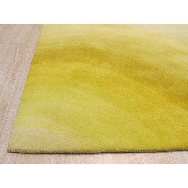 Inviting Ruby Yellow Hand Tufted Wool Rug Round 8'0", 8'0" Round