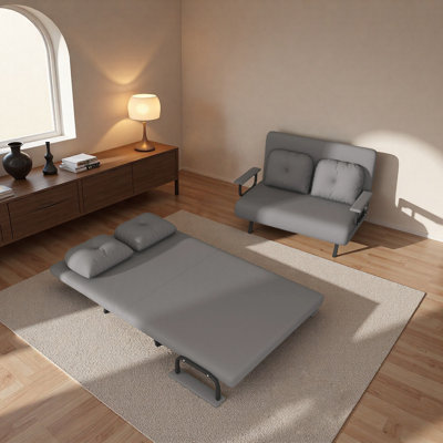 46"W 3-in-1 Convertible Folding Sofa Bed with 5-Position Adjustable Backrest and 2 Pillows